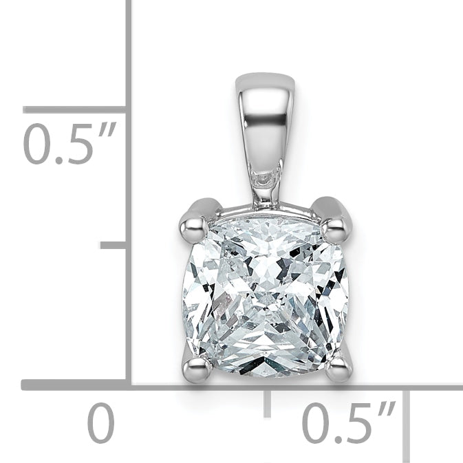 14k White Gold 2 carat Certified Lab Grown Diamond VS/SI+ G+ Cushion Complete Four Prong Pendant