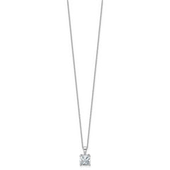 14k White Gold 2 carat Certified Lab Grown Diamond VS+ F+ Cushion Complete 18 inch Four Prong Pendant Necklace