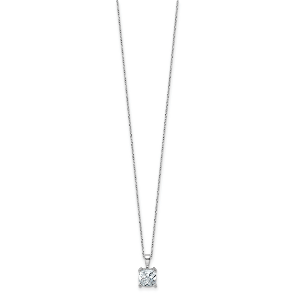 14k White Gold 2 carat Certified Lab Grown Diamond VS/SI+ G+ Cushion Complete 18 inch Four Prong Pendant Necklace