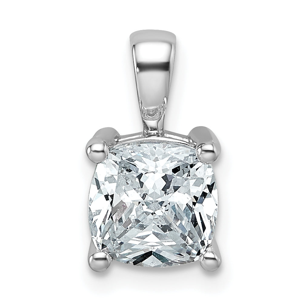 14k White Gold 2 carat Certified Lab Grown Diamond VS/SI+ G+ Cushion Complete Four Prong Pendant