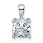 14k White Gold 2 carat Lab Grown Diamond VS+ F+ Cushion Complete Four Prong Pendant