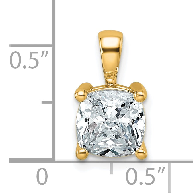 14k 2 carat Certified Lab Grown Diamond VS/SI+ G+ Cushion Complete Four Prong Pendant