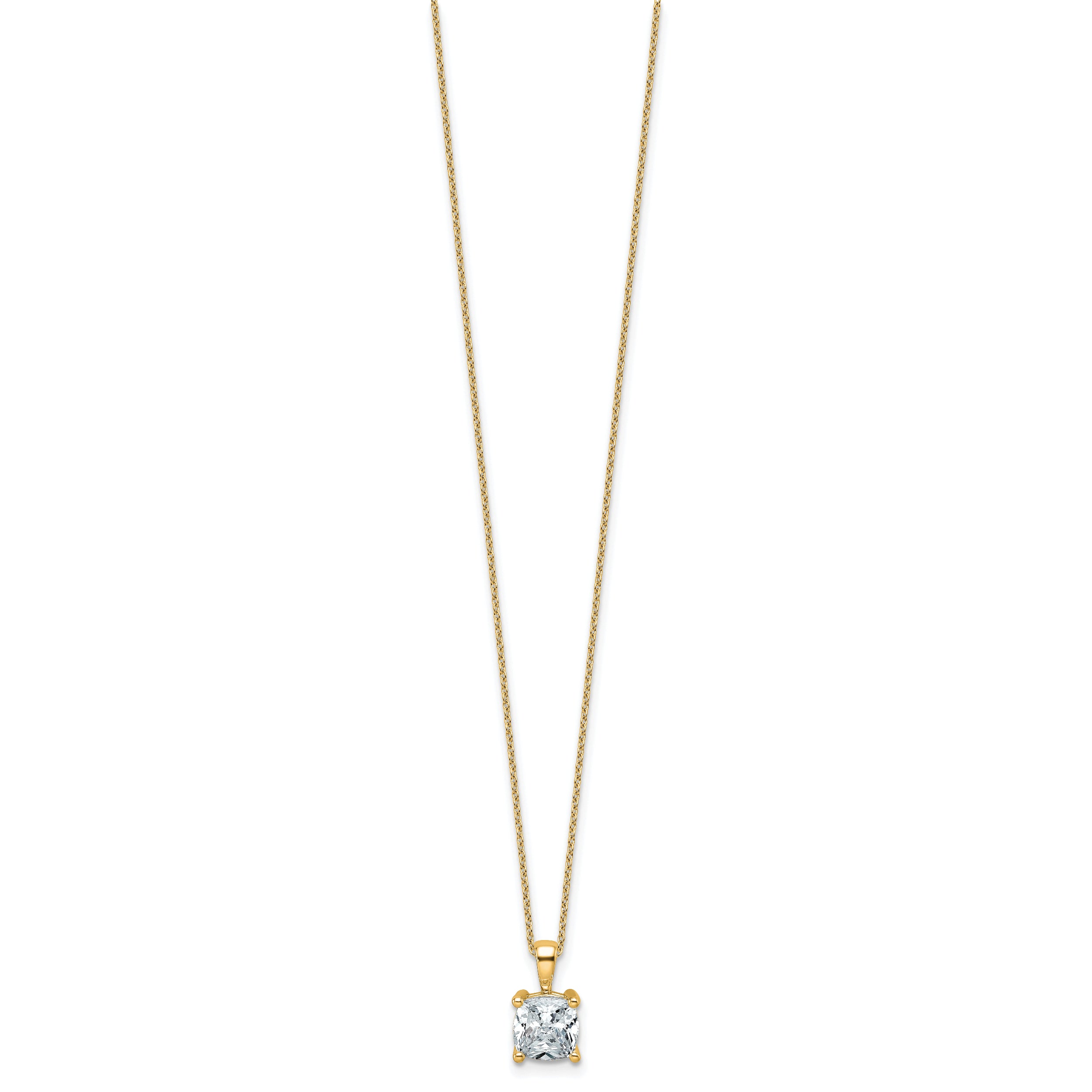 14k 2 carat Certified Lab Grown Diamond VS+ F+ Cushion Complete 18 inch Four Prong Pendant Necklace