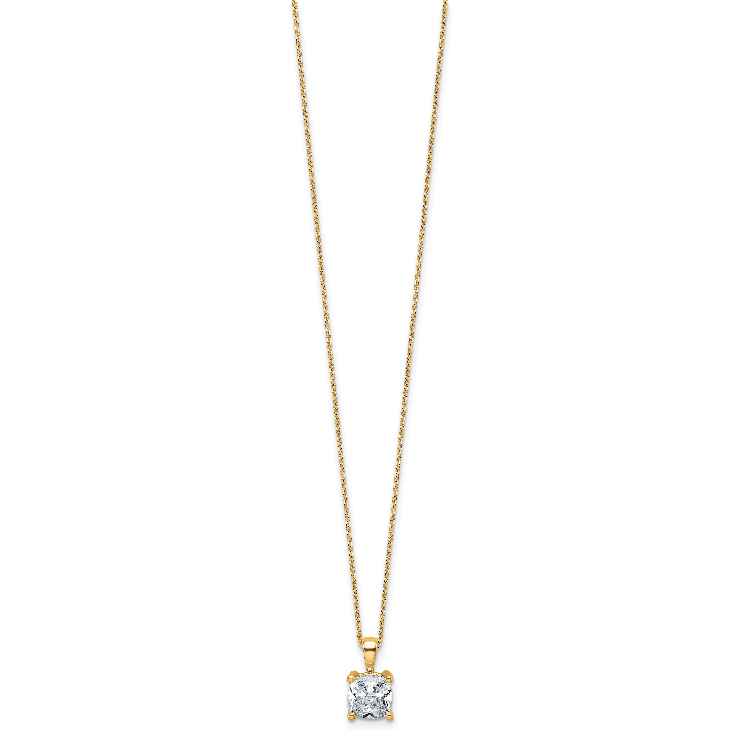 14k 2 carat Certified Lab Grown Diamond VS+ F+ Cushion Complete 18 inch Four Prong Pendant Necklace Secondary image