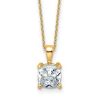 14k 2 carat Lab Grown Diamond VS+ F+ Cushion Complete 18 inch Four Prong Pendant Necklace