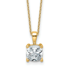 14k 2 carat Certified Lab Grown Diamond VS+ F+ Cushion Complete 18 inch Four Prong Pendant Necklace