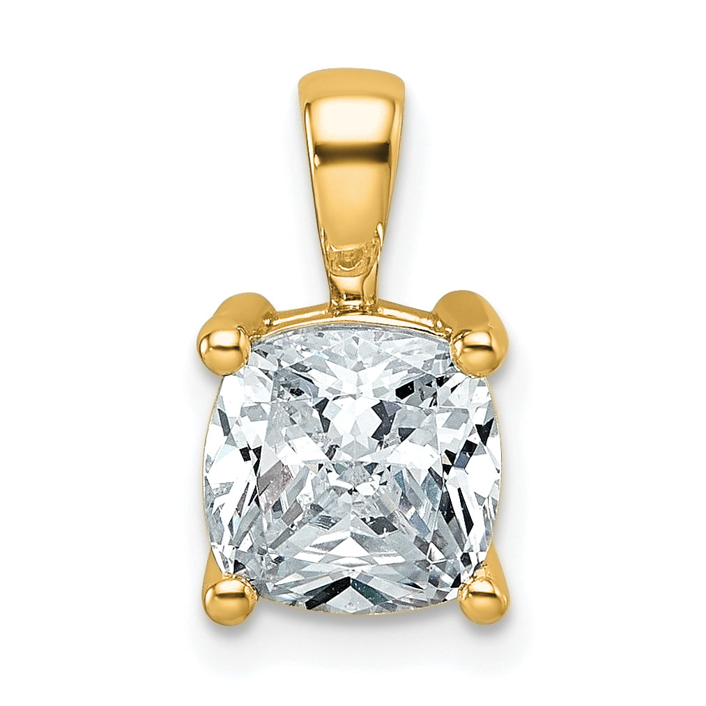 14k 2 carat Lab Grown Diamond VS/SI+ G+ Cushion Complete Four Prong Pendant