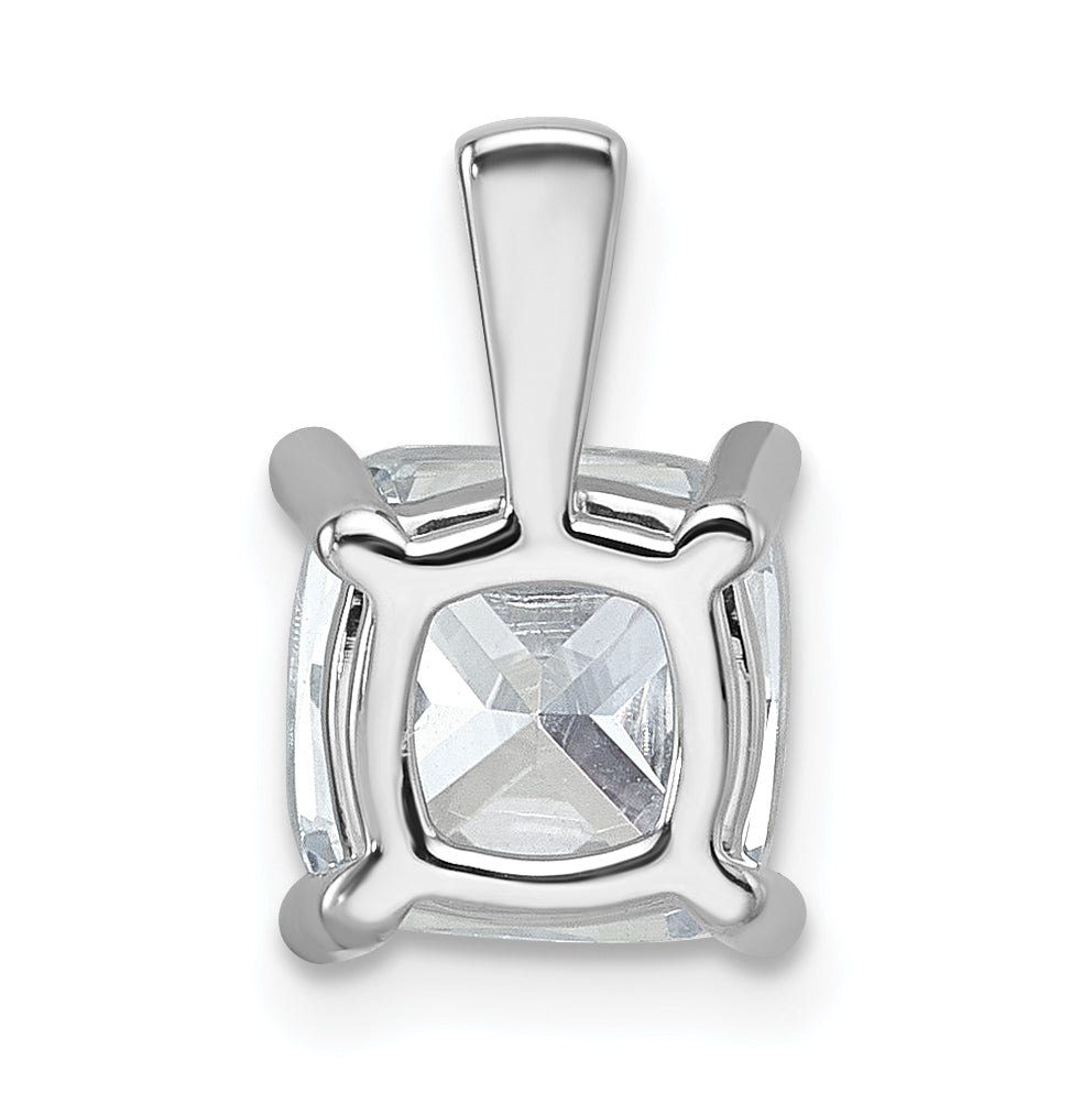 14k White Gold 2 1/2 carat Lab Grown Diamond VS/SI+ G+ Cushion Complete Four Prong Pendant