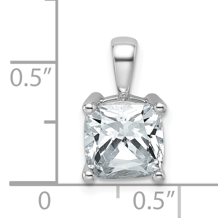 14k White Gold 2 1/2 carat Lab Grown Diamond VS/SI+ G+ Cushion Complete Four Prong Pendant