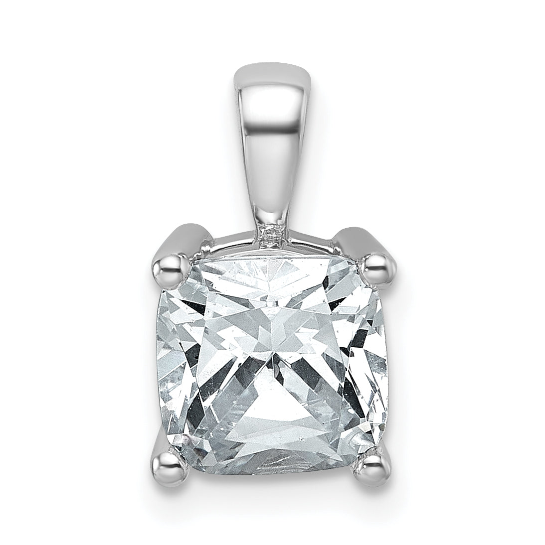 14k White Gold 2 1/2 carat Certified Lab Grown Diamond VS+ F+ Cushion Complete Four Prong Pendant