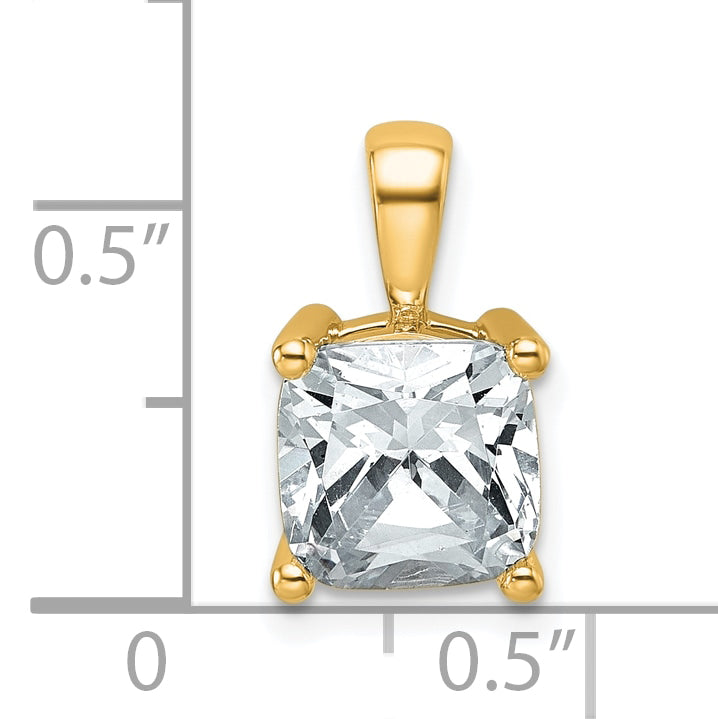 14k 2 1/2 carat Lab Grown Diamond VS/SI+ G+ Cushion Complete Four Prong Pendant