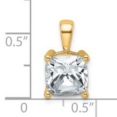 14k 2 1/2 carat Lab Grown Diamond VS+ F+ Cushion Complete Four Prong Pendant