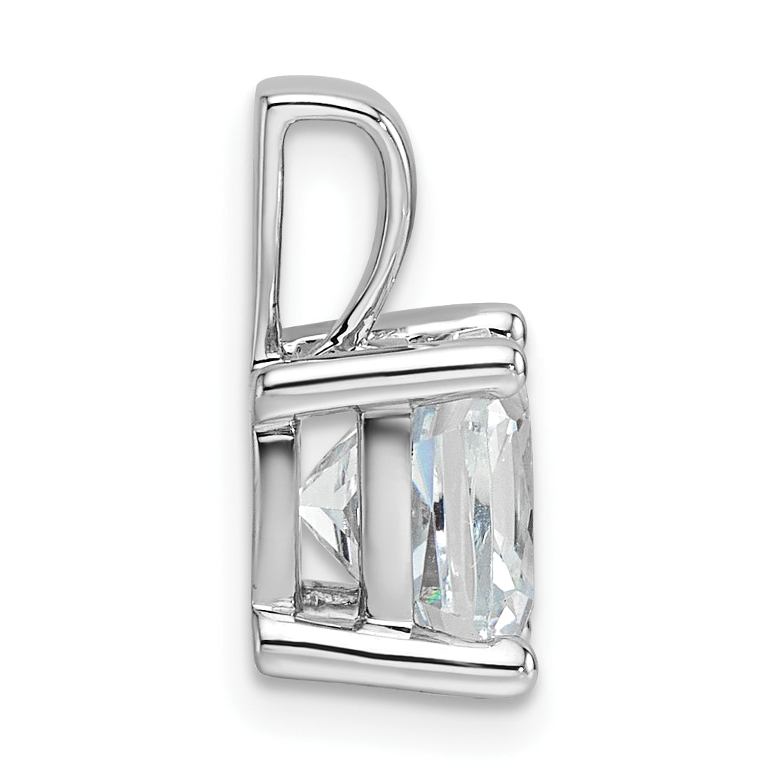 14k White Gold 3 carat Certified Lab Grown Diamond VS+ F+ Cushion Complete Four Prong Pendant