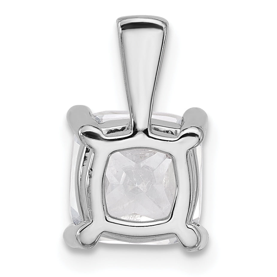 14k White Gold 3 carat Lab Grown Diamond VS/SI+ G+ Cushion Complete Four Prong Pendant