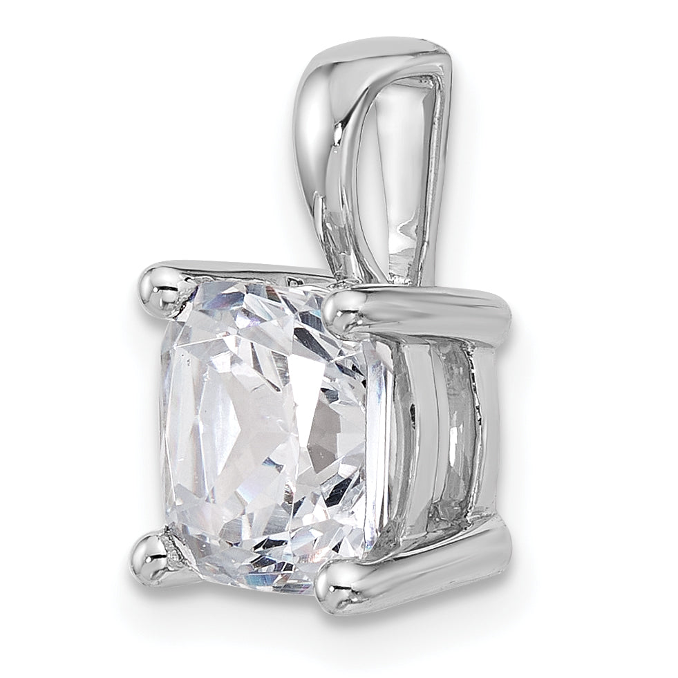 14k White Gold 3 carat Lab Grown Diamond VS/SI+ G+ Cushion Complete Four Prong Pendant