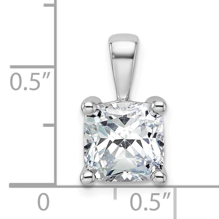 14k White Gold 3 carat Certified Lab Grown Diamond VS/SI+ G+ Cushion Complete Four Prong Pendant