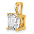 14k 3 carat Lab Grown Diamond VS/SI+ G+ Cushion Complete Four Prong Pendant