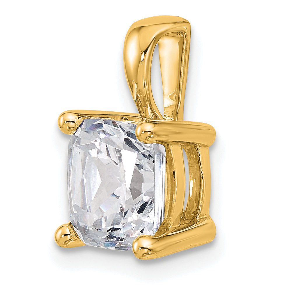 14k 3 carat Lab Grown Diamond VS+ F+ Cushion Complete Four Prong Pendant