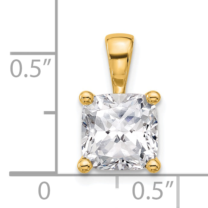 14k 3 carat Lab Grown Diamond VS+ F+ Cushion Complete Four Prong Pendant