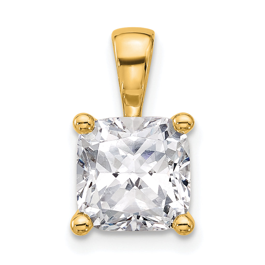 14k 3 carat Lab Grown Diamond VS+ F+ Cushion Complete Four Prong Pendant