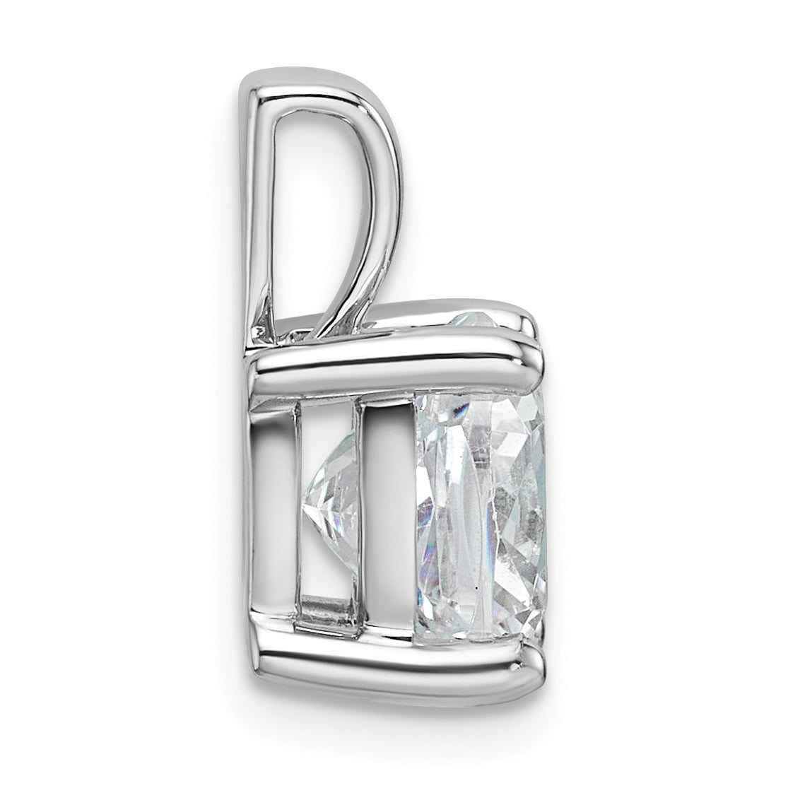 14k White Gold 4 carat Certified Lab Grown Diamond VS+ F+ Cushion Complete Four Prong Pendant Secondary image