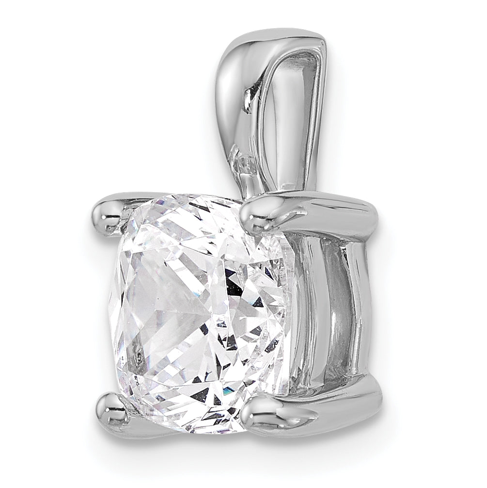 14k White Gold 4 carat Certified Lab Grown Diamond VS/SI+ G+ Cushion Complete Four Prong Pendant