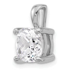 14k White Gold 4 carat Lab Grown Diamond VS/SI+ G+ Cushion Complete Four Prong Pendant