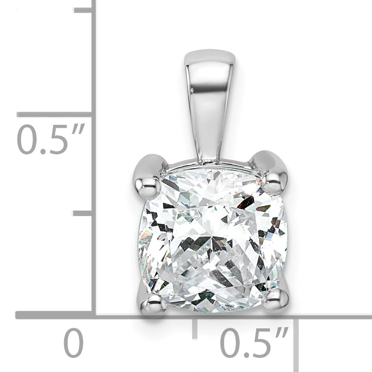 14k White Gold 4 carat Lab Grown Diamond VS/SI+ G+ Cushion Complete Four Prong Pendant