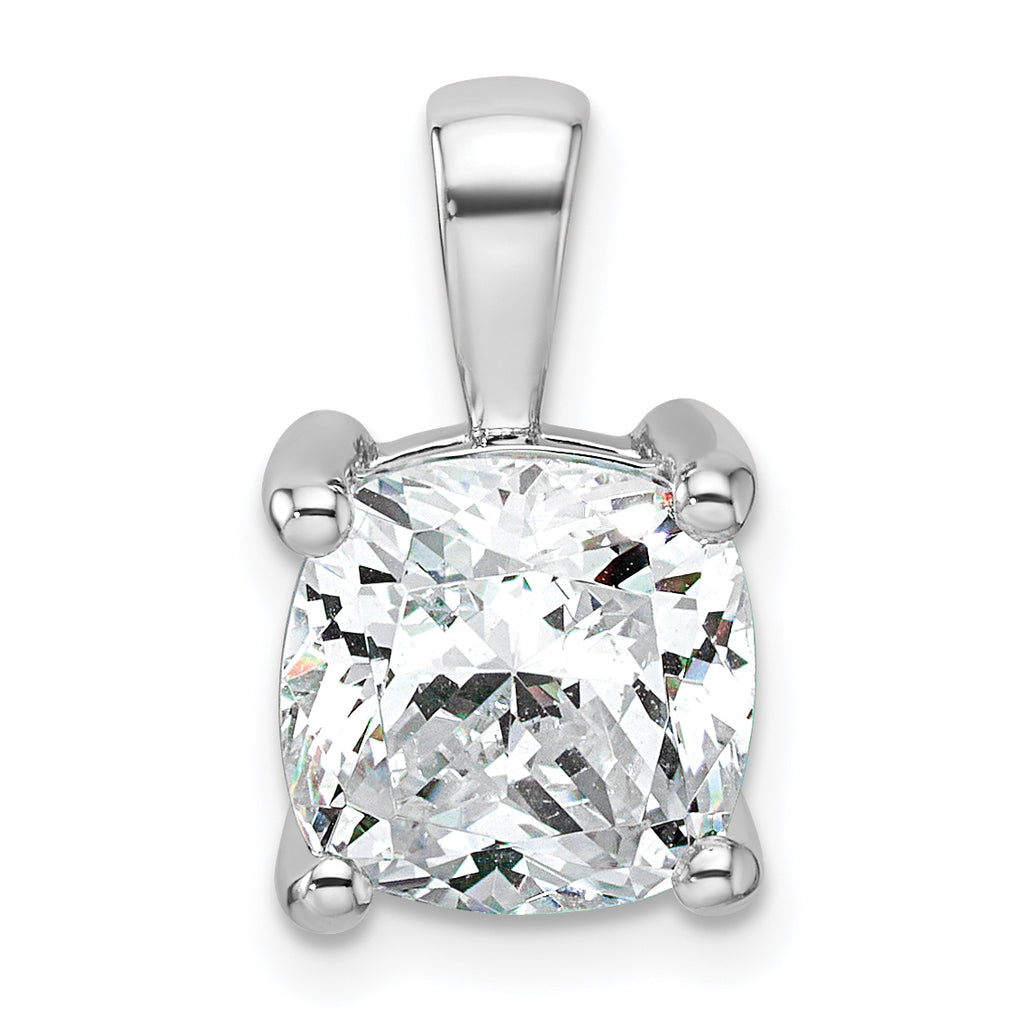14k White Gold 4 carat Lab Grown Diamond VS/SI+ G+ Cushion Complete Four Prong Pendant