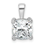 14k White Gold 4 carat Lab Grown Diamond VS/SI+ G+ Cushion Complete Four Prong Pendant