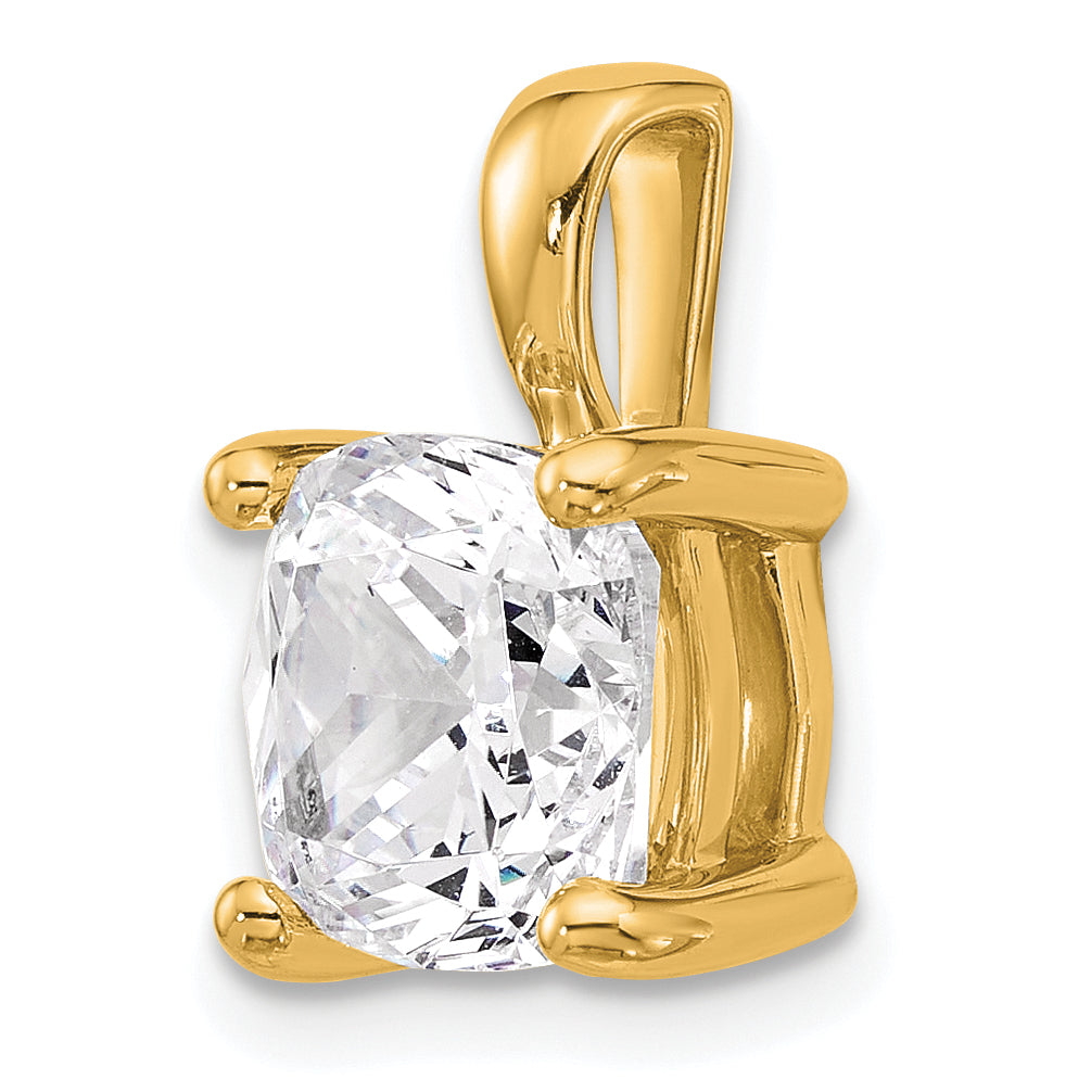 14k 4 carat Lab Grown Diamond VS/SI+ G+ Cushion Complete Four Prong Pendant