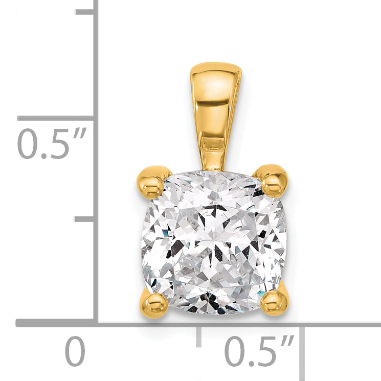 14k 4 carat Lab Grown Diamond VS/SI+ G+ Cushion Complete Four Prong Pendant