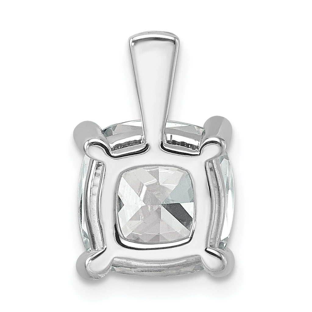 14k White Gold 5 carat Lab Grown Diamond VS+ F+ Cushion Complete Four Prong Pendant
