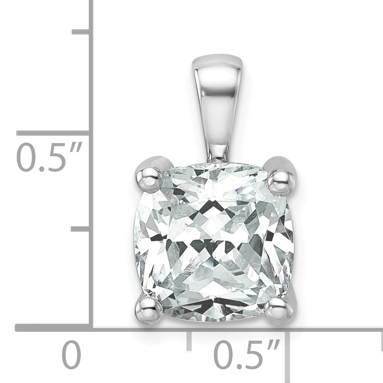 14k White Gold 5 carat Certified Lab Grown Diamond VS+ F+ Cushion Complete Four Prong Pendant
