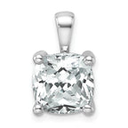 14k White Gold 5 carat Lab Grown Diamond VS+ F+ Cushion Complete Four Prong Pendant