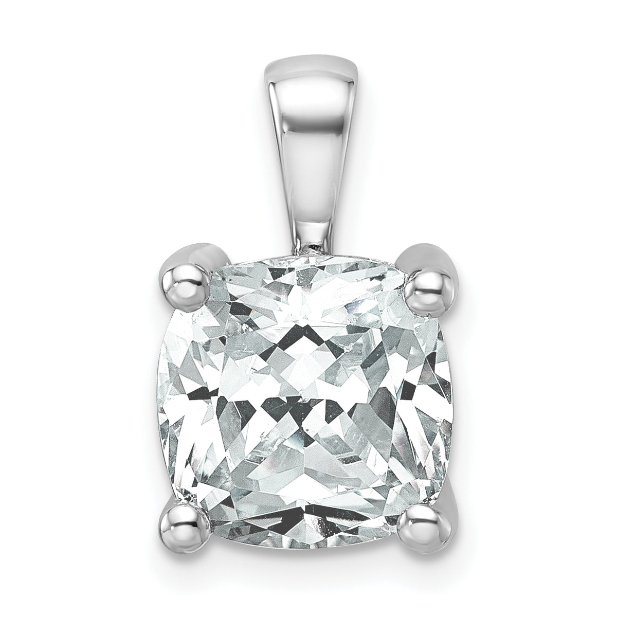 14k White Gold 5 carat Certified Lab Grown Diamond VS+ F+ Cushion Complete Four Prong Pendant