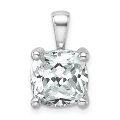 14k White Gold 5 carat Certified Lab Grown Diamond VS/SI+ G+ Cushion Complete Four Prong Pendant