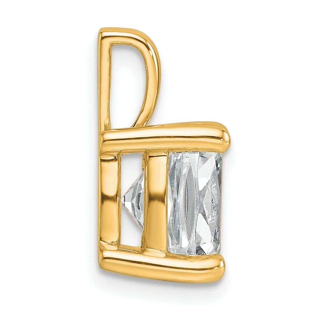 14k 5 carat Certified Lab Grown Diamond VS/SI+ G+ Cushion Complete Four Prong Pendant