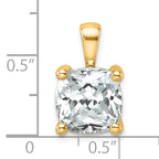 14k 5 carat Lab Grown Diamond VS/SI+ G+ Cushion Complete Four Prong Pendant