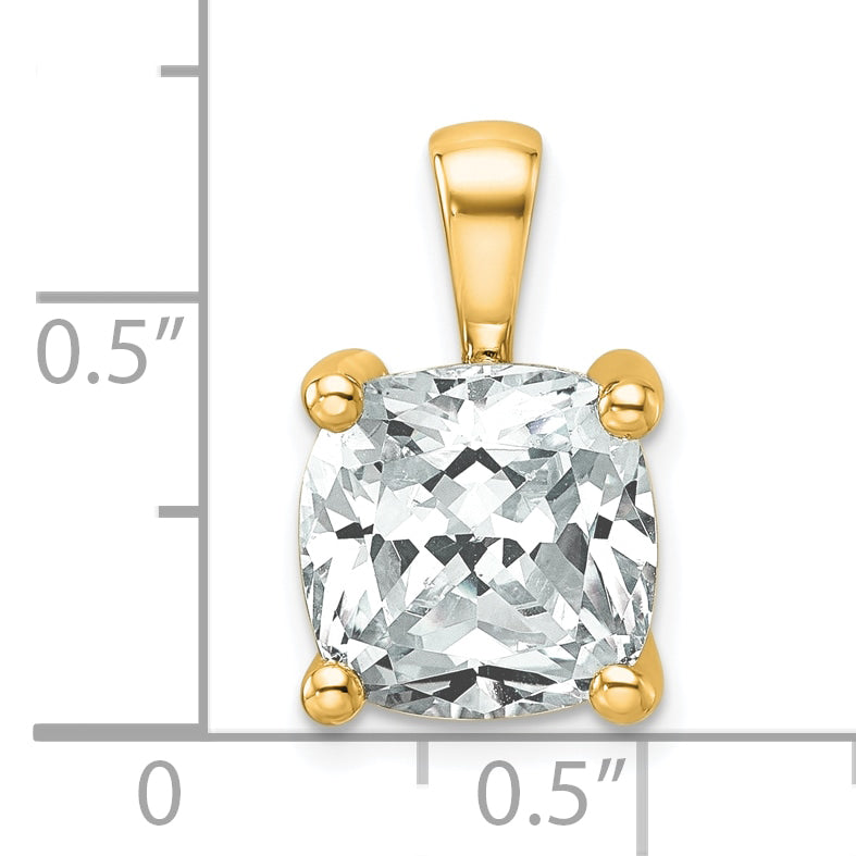 14k 5 carat Lab Grown Diamond VS/SI+ G+ Cushion Complete Four Prong Pendant