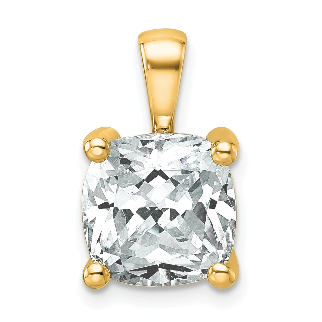 14k 5 carat Lab Grown Diamond VS+ F+ Cushion Complete Four Prong Pendant