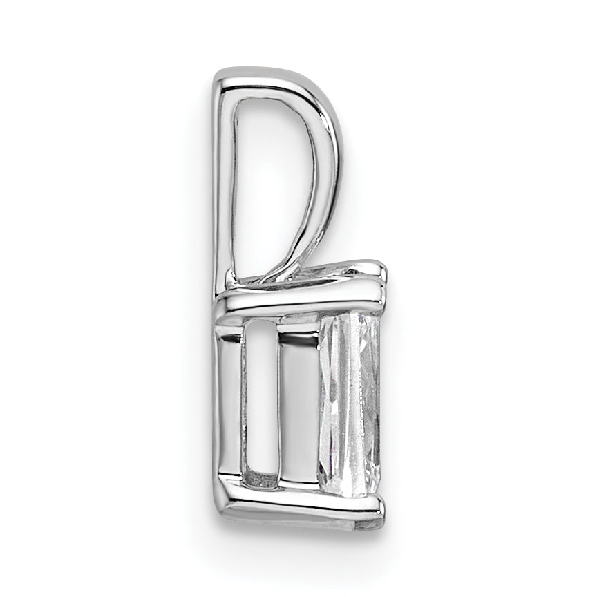 14k White Gold 1/2 carat Lab Grown Diamond VS+ F+ Radiant Complete Four Prong Pendant
