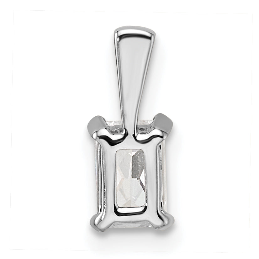14k White Gold 1/2 carat Lab Grown Diamond VS+ F+ Radiant Complete Four Prong Pendant