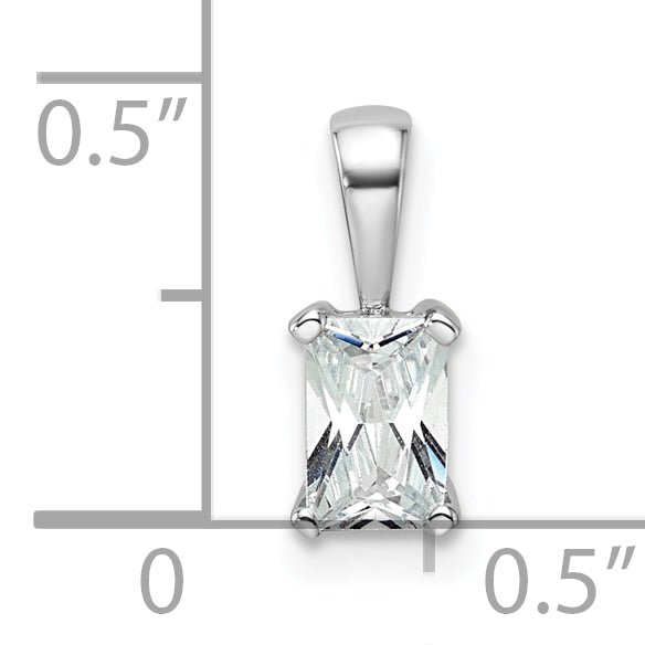 14k White Gold 1/2 carat Certified Lab Grown Diamond VS/SI+ G+ Radiant Complete Four Prong Pendant