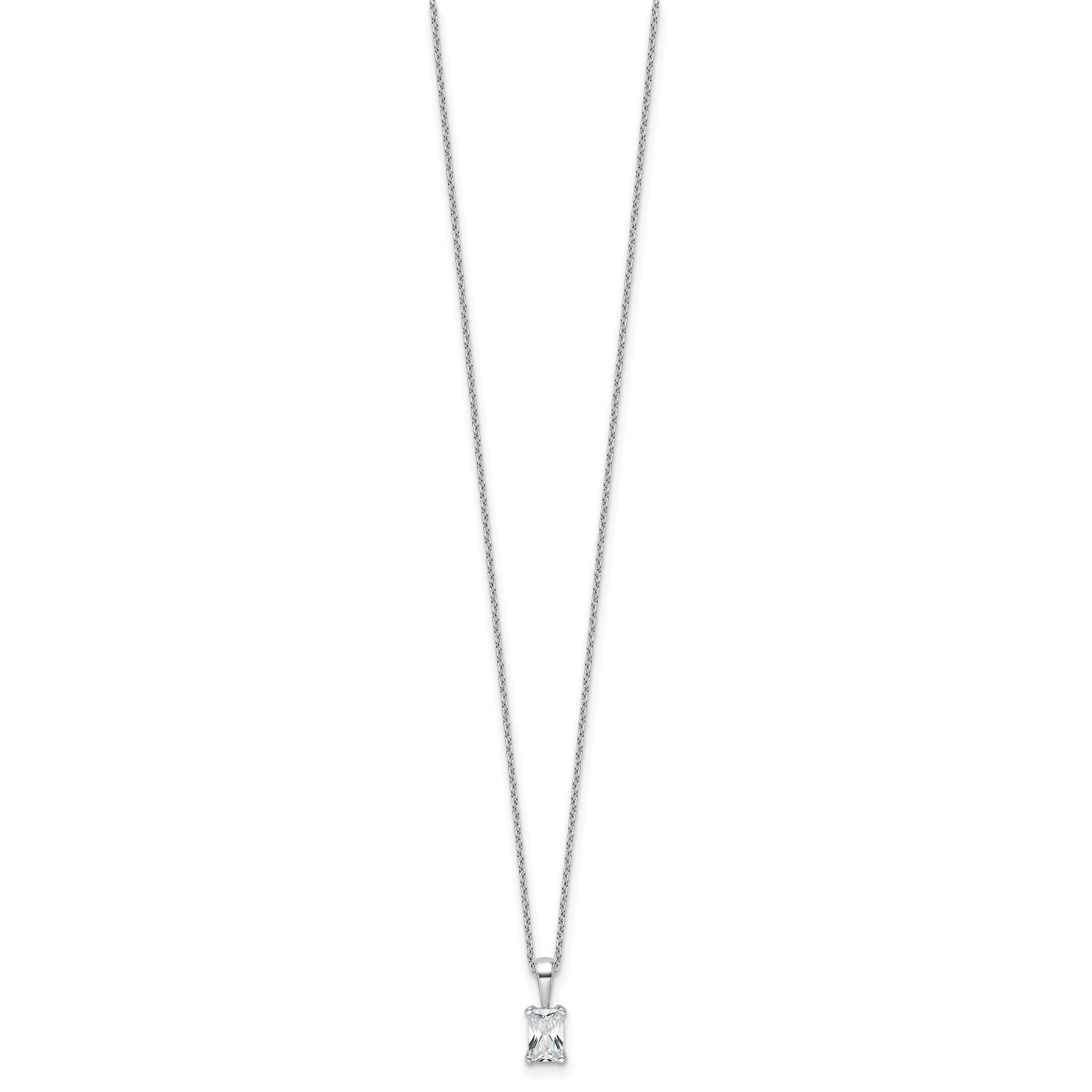 14k White Gold 1/2 carat Certified Lab Grown Diamond VS+ F+ Radiant Complete 18 inch Four Prong Pendant Necklace