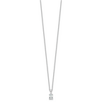 14k White Gold 1/2 carat Certified Lab Grown Diamond VS+ F+ Radiant Complete 18 inch Four Prong Pendant Necklace