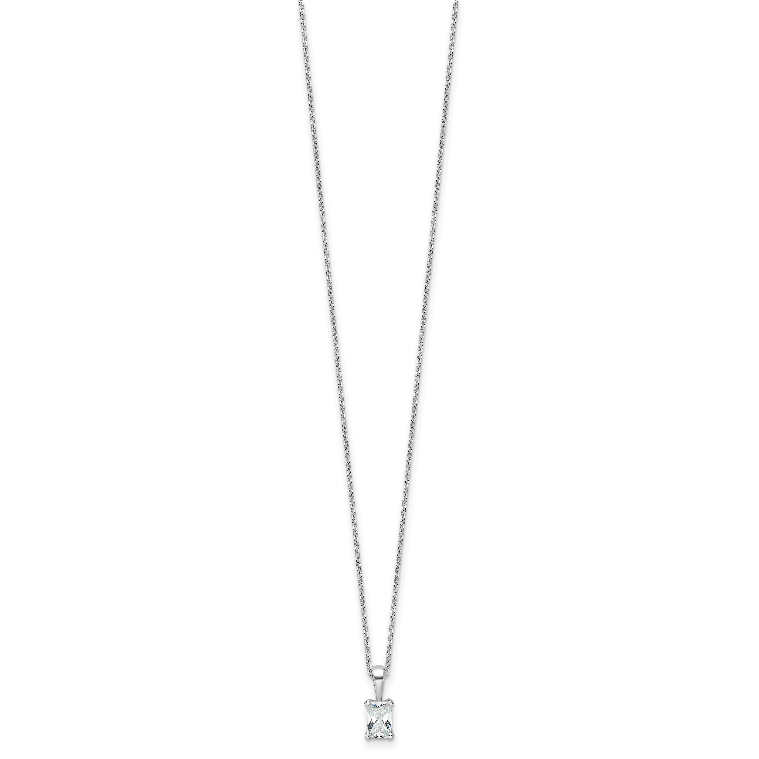 14k White Gold 1/2 carat Certified Lab Grown Diamond VS/SI+ G+ Radiant Complete 18 inch Four Prong Pendant Necklace Secondary image