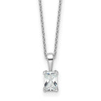 14k White Gold 1/2 carat Certified Lab Grown Diamond VS/SI+ G+ Radiant Complete 18 inch Four Prong Pendant Necklace