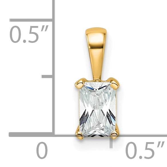 14k 1/2 carat Certified Lab Grown Diamond VS/SI+ G+ Radiant Complete Four Prong Pendant