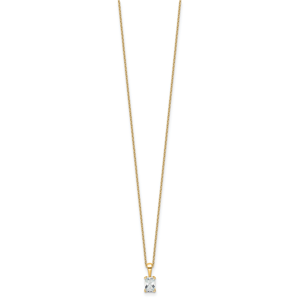 14k 1/2 carat Certified Lab Grown Diamond VS/SI+ G+ Radiant Complete 18 inch Four Prong Pendant Necklace